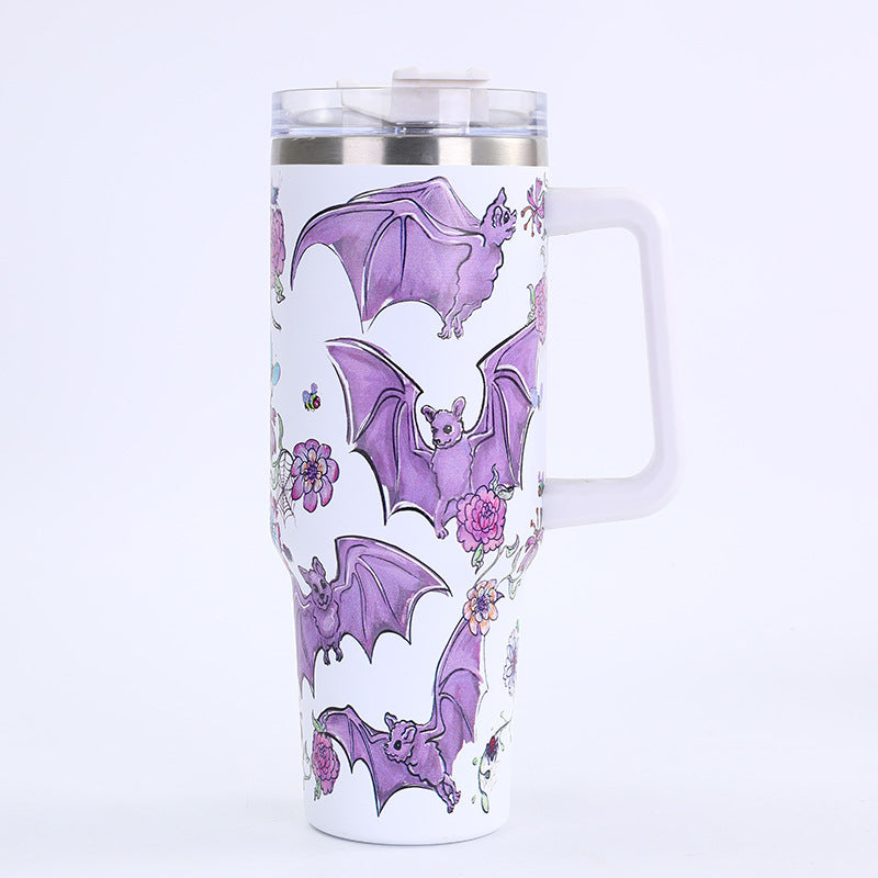 Wholesale Stainless Steel Thermos Cup with Handle and Print Large Capacity 40oz Ice Cup